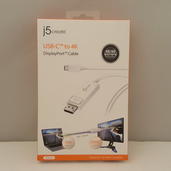 j5create JCA141 USB Type-C to 4K DisplayPort Male Cable 🆕 - Picture 1 of 6